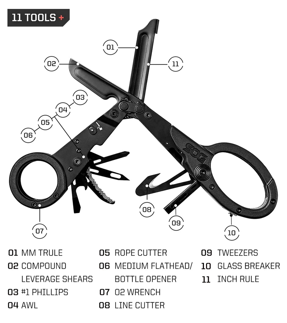 SOG ParaShears Professional Medical/Rescue Folding Scissors Tactical Multi-tools Outdoor Survival Hand Tools Emergency Scissors