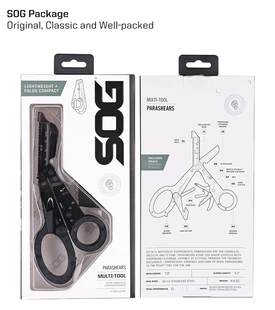 SOG ParaShears Professional Medical/Rescue Folding Scissors Tactical Multi-tools Outdoor Survival Hand Tools Emergency Scissors