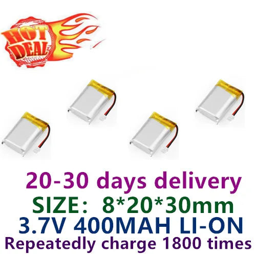 802030 polymer lithium battery 3.7V 400mAh blood glucose meter GPS locator early education machine point reading pen battery
