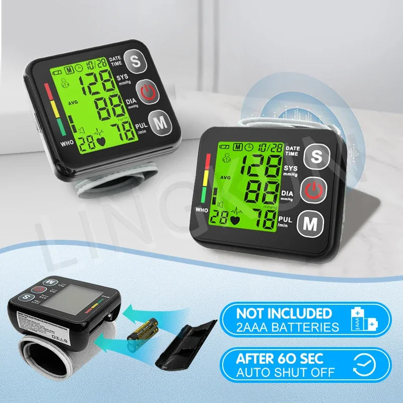 Electronic Bp Monitors High Accurate BP Monitors English Voice Wrist Blood Pressure Monitor Tonometer Digital Sphygmomanometer