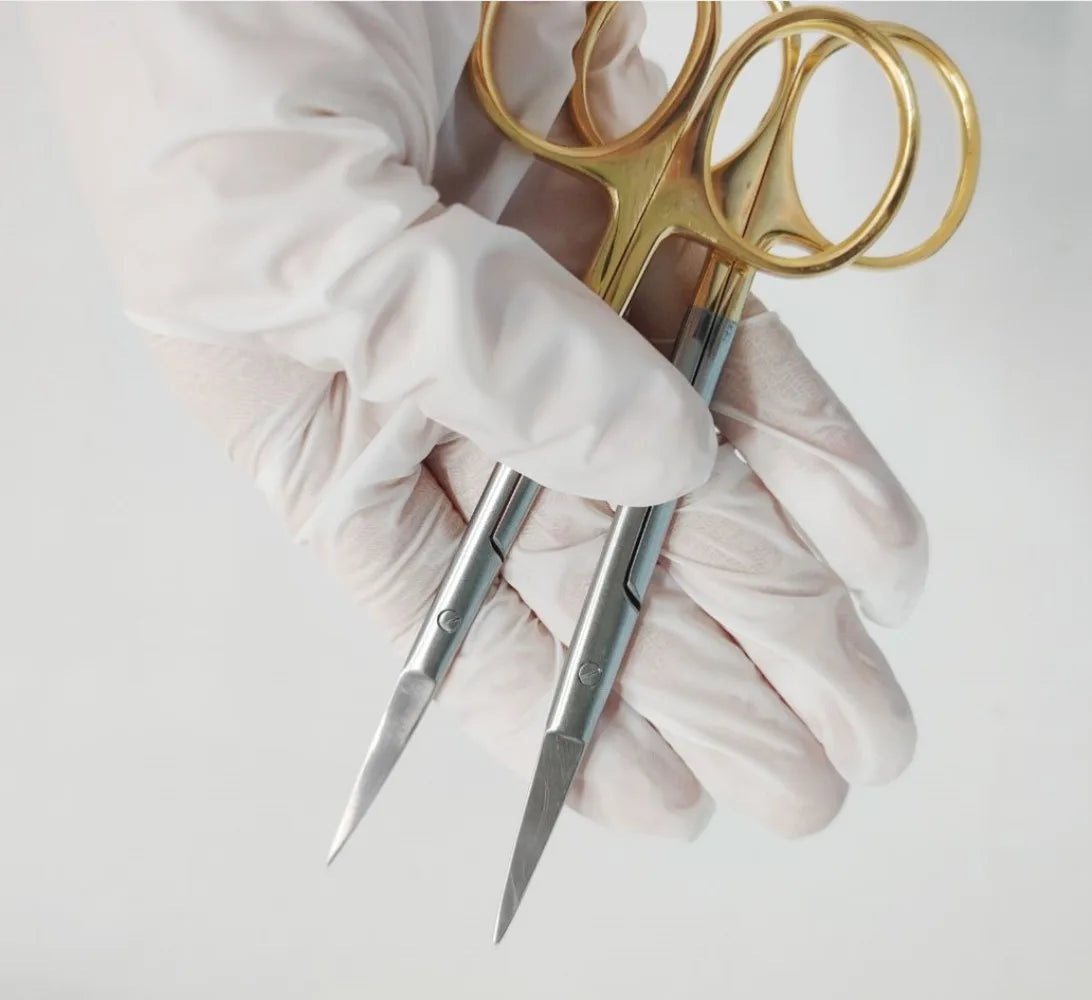 5PcDental Surgical Scissors Straight/Curved Tip11.5cm Stainless Steel Gold Plated Handle Dentistry Lab Medical Orthodontic Tools