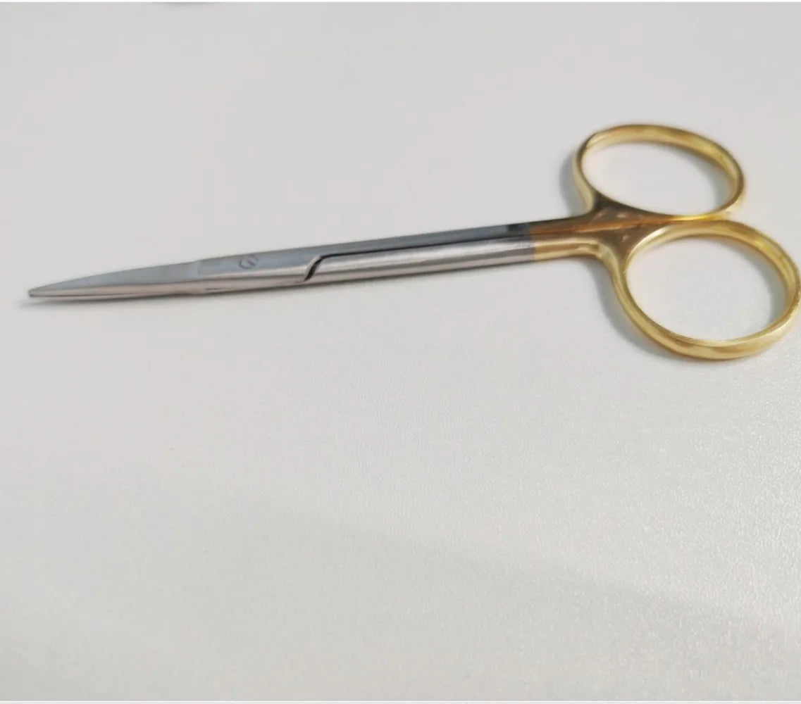 5PcDental Surgical Scissors Straight/Curved Tip11.5cm Stainless Steel Gold Plated Handle Dentistry Lab Medical Orthodontic Tools
