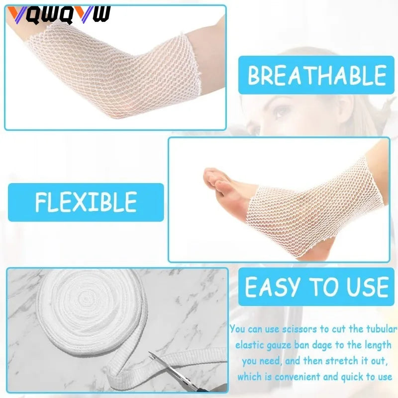 1Roll Net Tubular Bandage Elastic Mesh Wound Dressing Tubing Gauze Breathable Bandage Fix Net Bandage Retainer Stretch Tube
