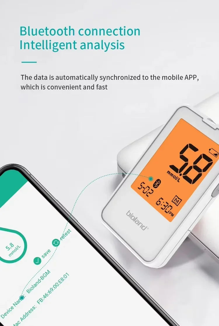 bioland G-425-3 Blood Glucose Meter with Test Strips Diabetes Glucometer Blood Sugar Monitor for Diabetic Medical Diabetes Test