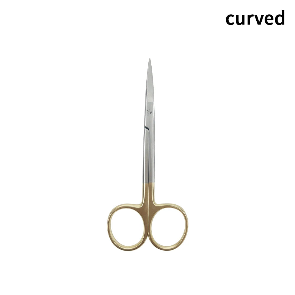 1Pcs Dental Surgical Scissors Stainless Steel Needle Holder Pliers Straight/Curved Tip Head Scissors Forceps Medical Tools