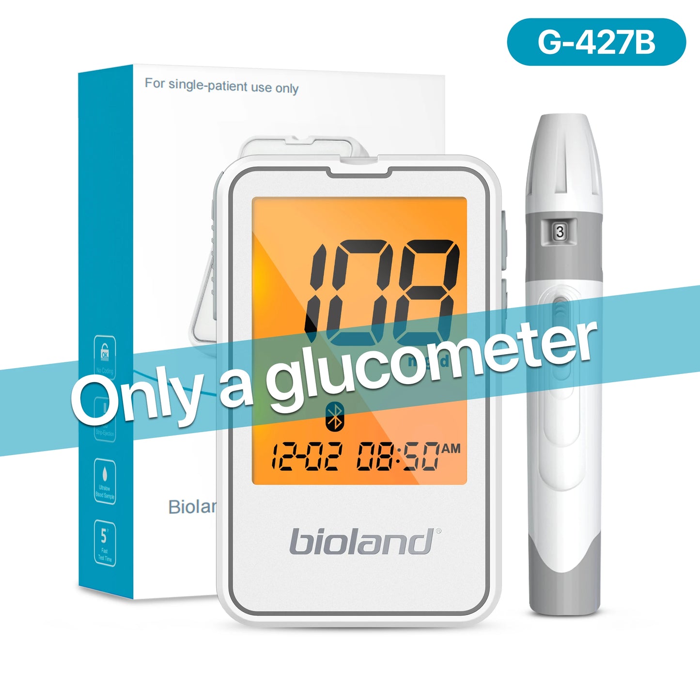 bioland G-425-3 Blood Glucose Meter with Test Strips Diabetes Glucometer Blood Sugar Monitor for Diabetic Medical Diabetes Test