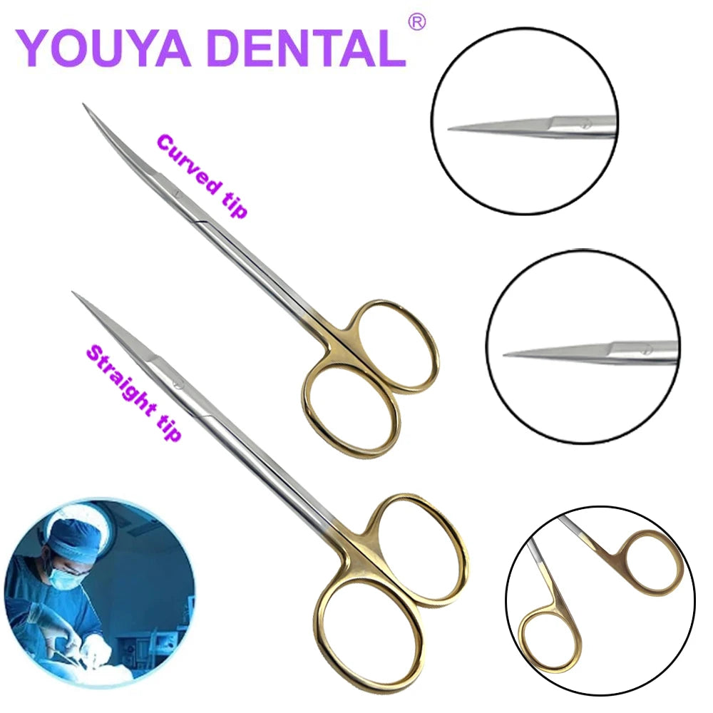 1Pcs Dental Surgical Scissors Stainless Steel Needle Holder Pliers Straight/Curved Tip Head Scissors Forceps Medical Tools