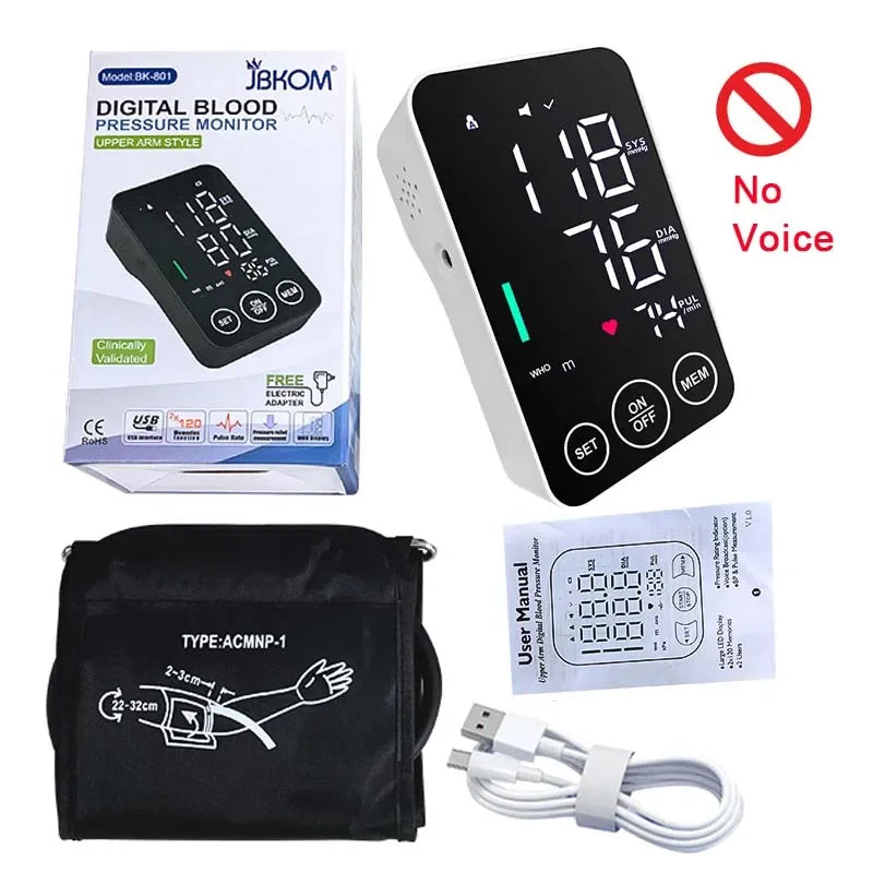 Spanish Voice Sphygmomanometer BP Monitor Health Care New LED Blood Pressure Monitor Big Screen Tonometer Digital Arm Tonometer
