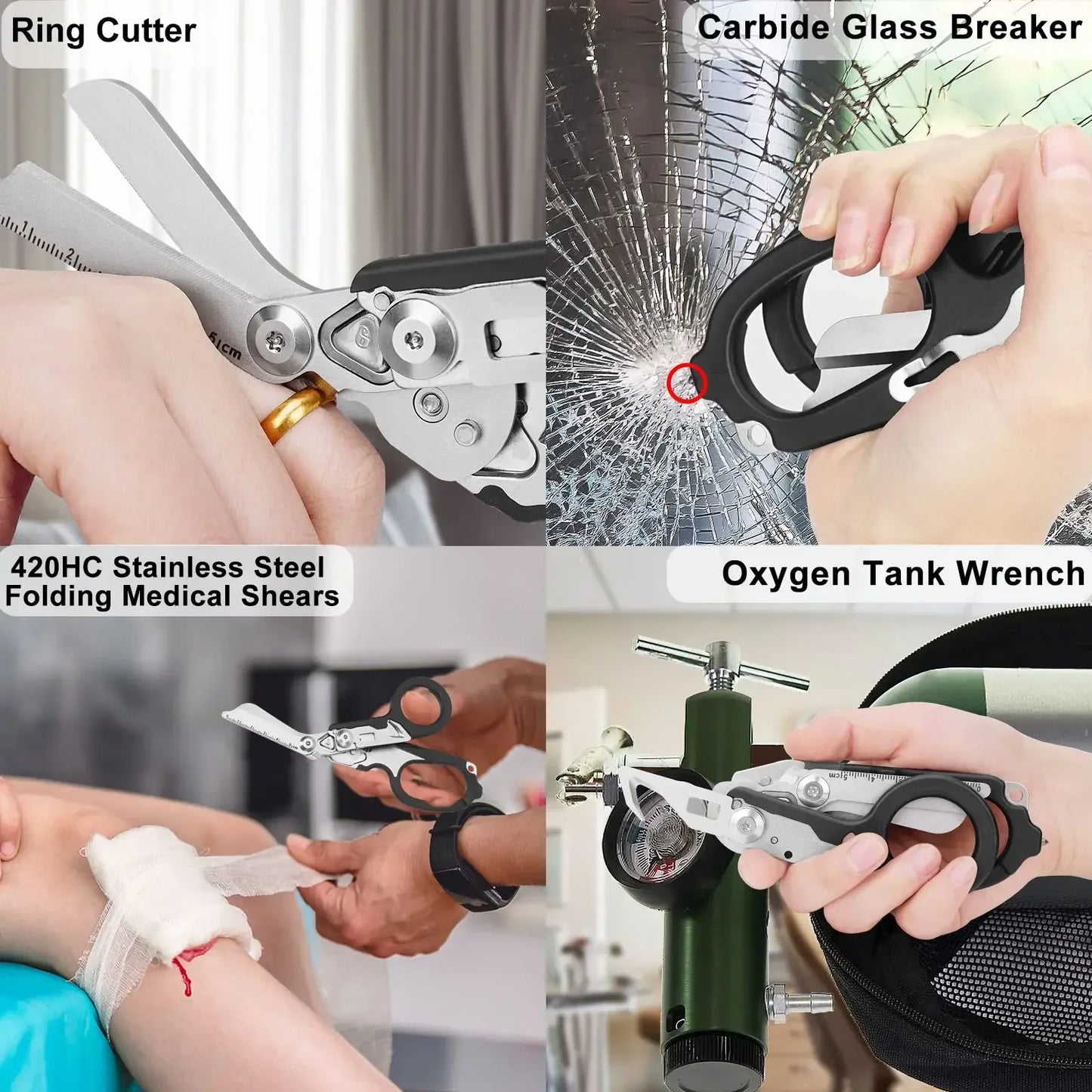 Emergency Medical Trauma Scissors Outdoor Camping Rescue Scissors Stainless Steel Multifunctional Folding Tactical Scissors