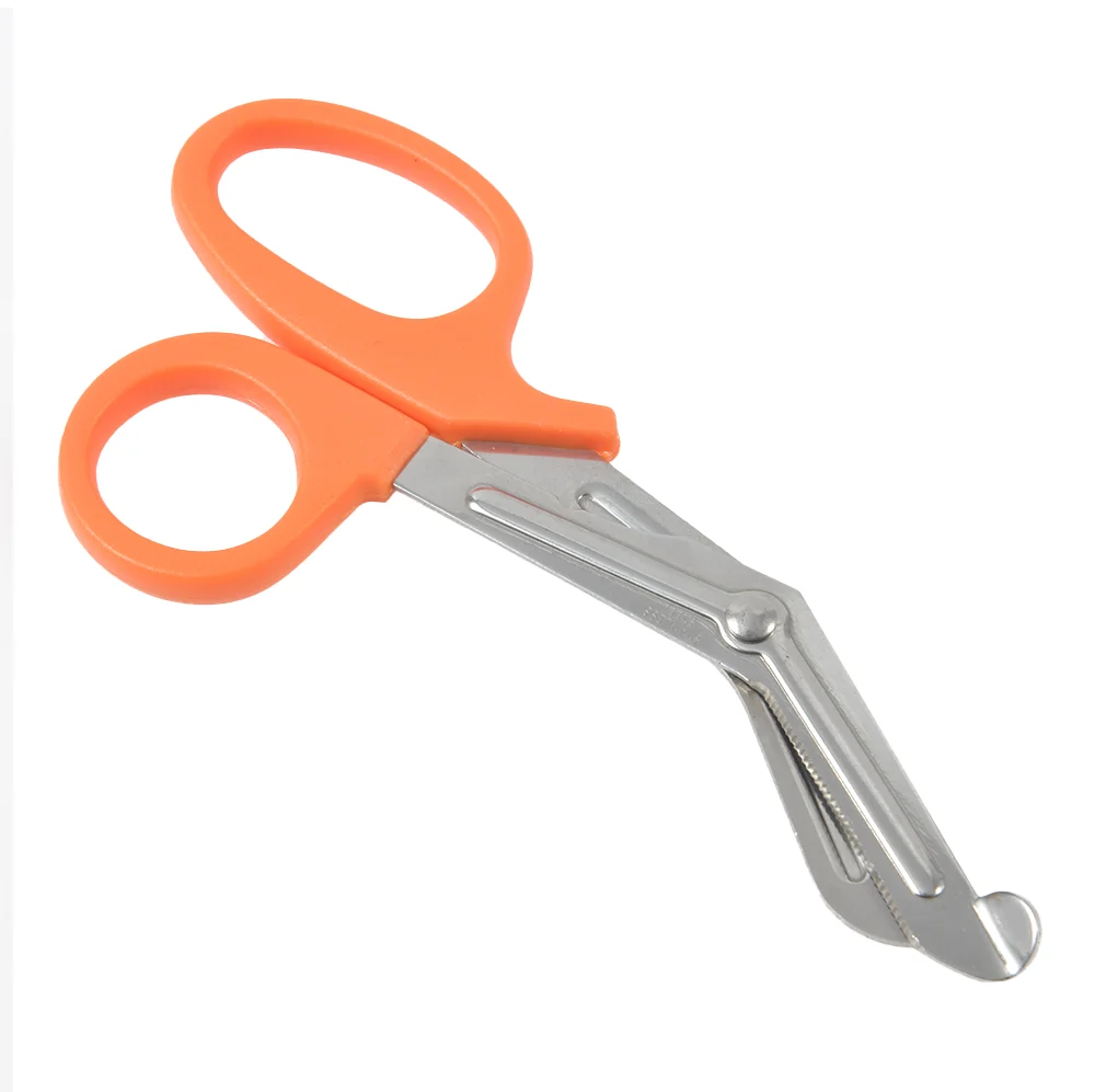 Stainless Steel Angled Head 15-19cm Medical Bandage Stainless Steel Serrated Scissors Outdoor Paramedic Bandage Scissors
