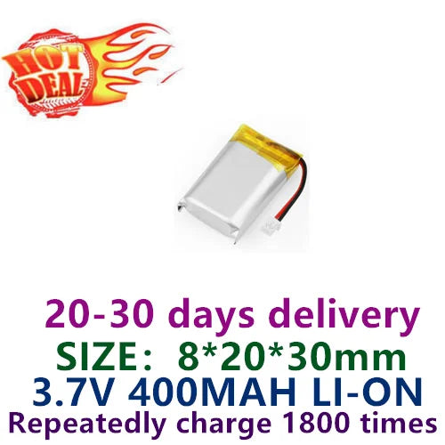 802030 polymer lithium battery 3.7V 400mAh blood glucose meter GPS locator early education machine point reading pen battery