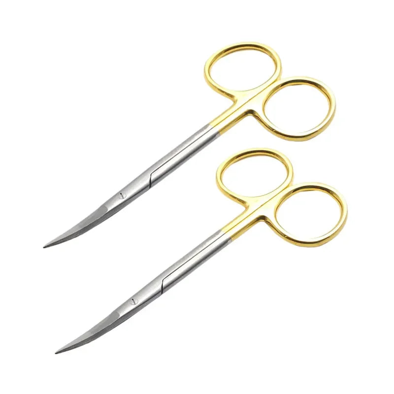 1Set Dental Micro Surgical Scissors Steel Medical Instrument Dissecting Tissue Cutting Plier Straight Curved Head Dentist Tools