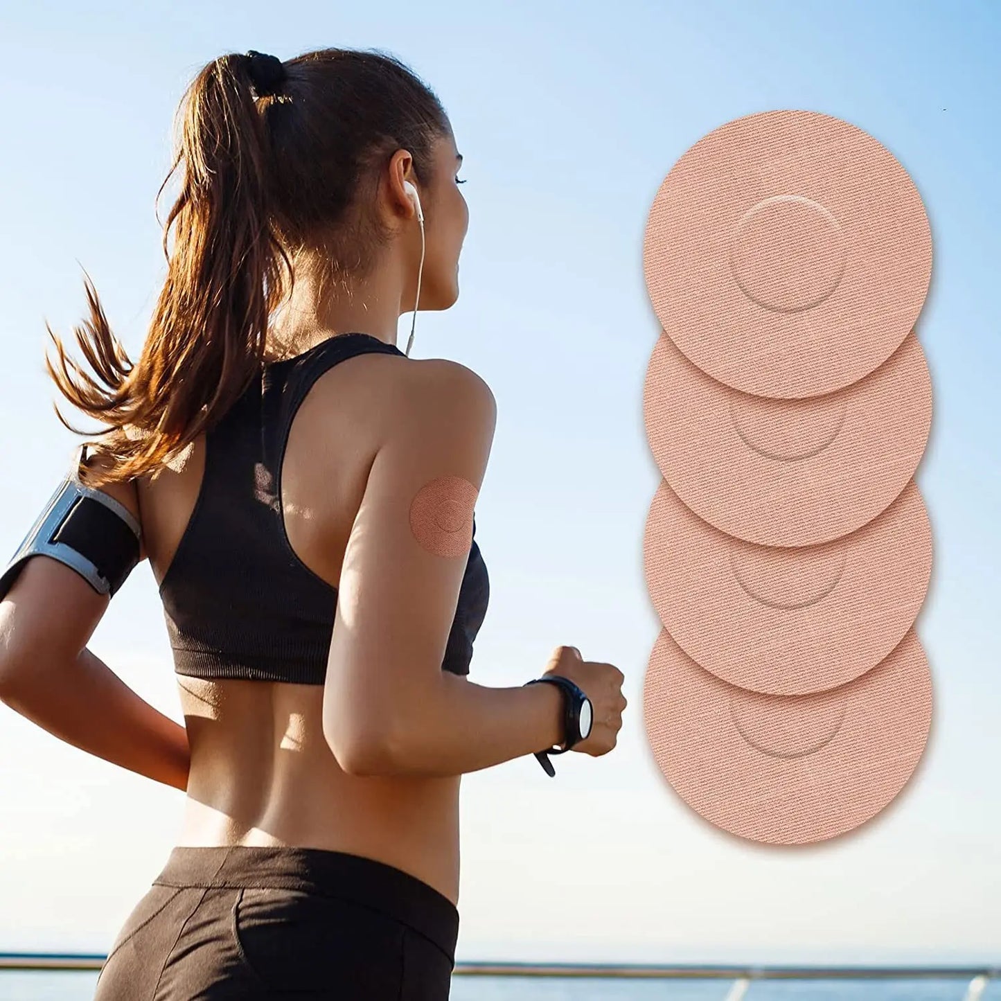 Instant Dynamic Blood Glucose Meter Sensor Universal Breathable Waterproof Fixing Sticker Round Skin Color 50 Pieces