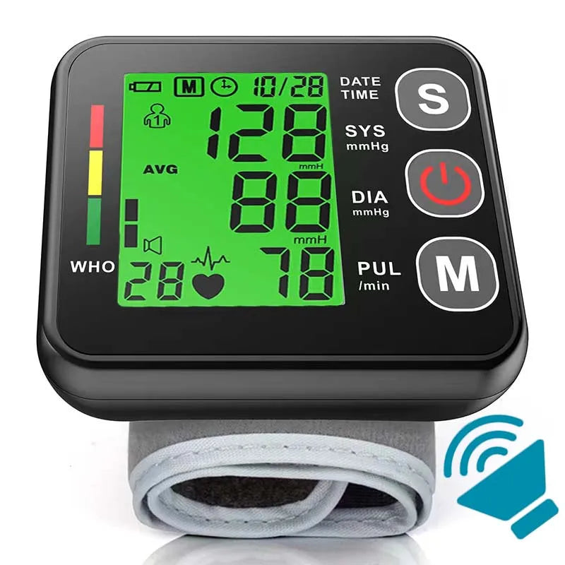 Electronic Bp Monitors High Accurate BP Monitors English Voice Wrist Blood Pressure Monitor Tonometer Digital Sphygmomanometer