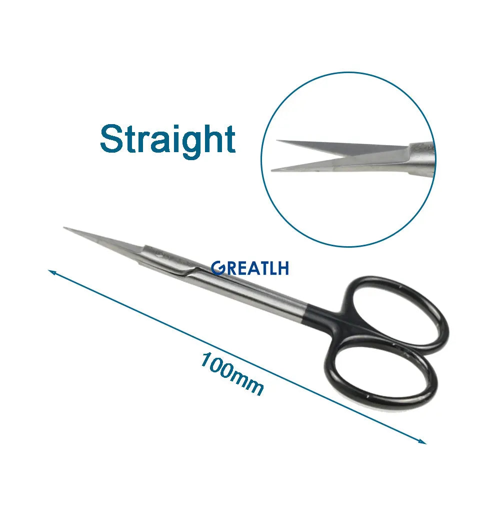 100mm Stainless Steel Cut Tissue Scissors Curved Straight Medical Scissors Black Handle Scissors Autoclavable