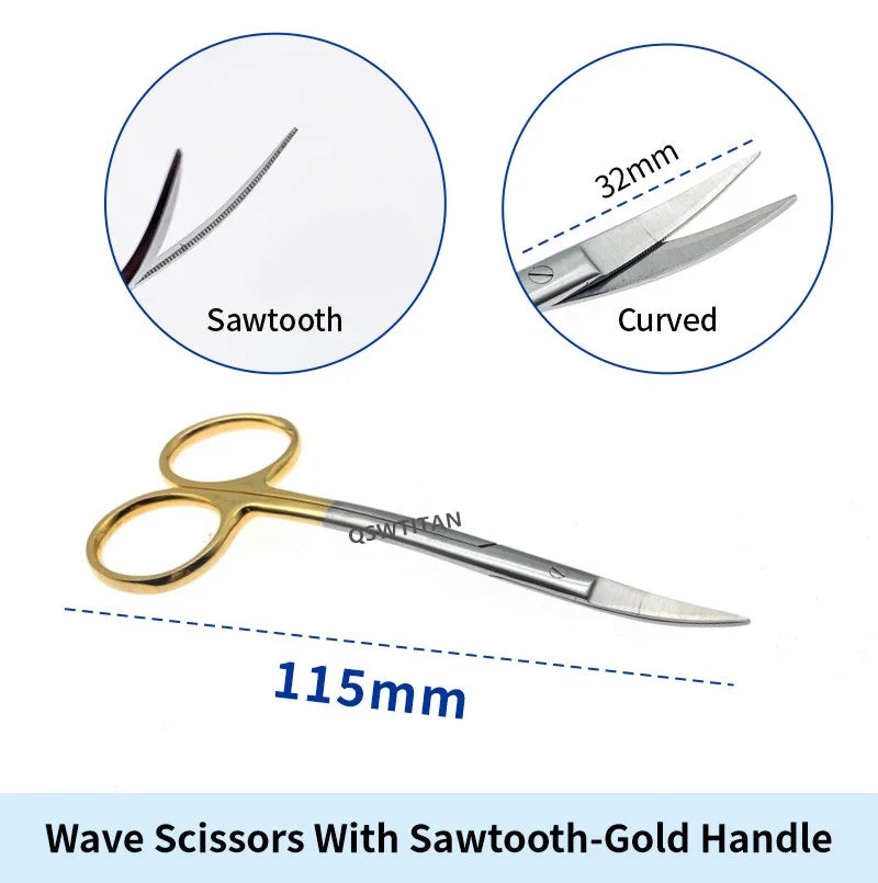 Stainless steel nasal septum scissors wow beak scissors Golden handle plastic surgery scissors Veterinary surgical Instruments