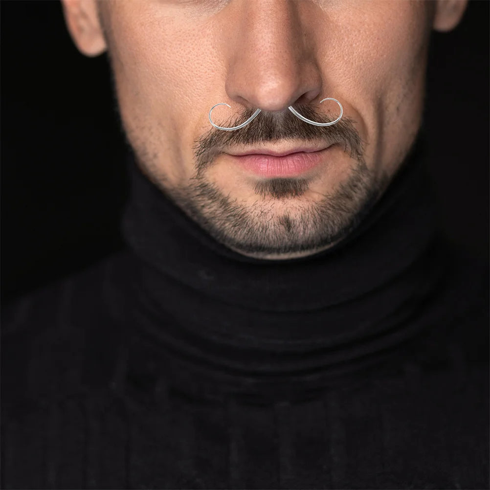 2 Pcs Mustache Nasal Septum Steel Nose Ring Rings Silver Piercing for Women Jewelry Piercings