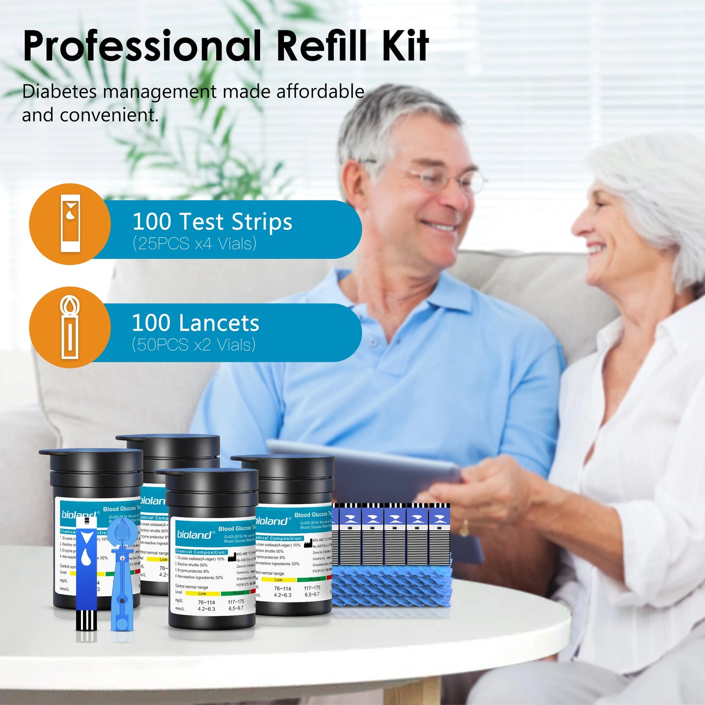 bioland Blood Glucose Meter G-425-2 test strips replacement Glucometer Diabetes Medical Lancets digital glucometer complete suit