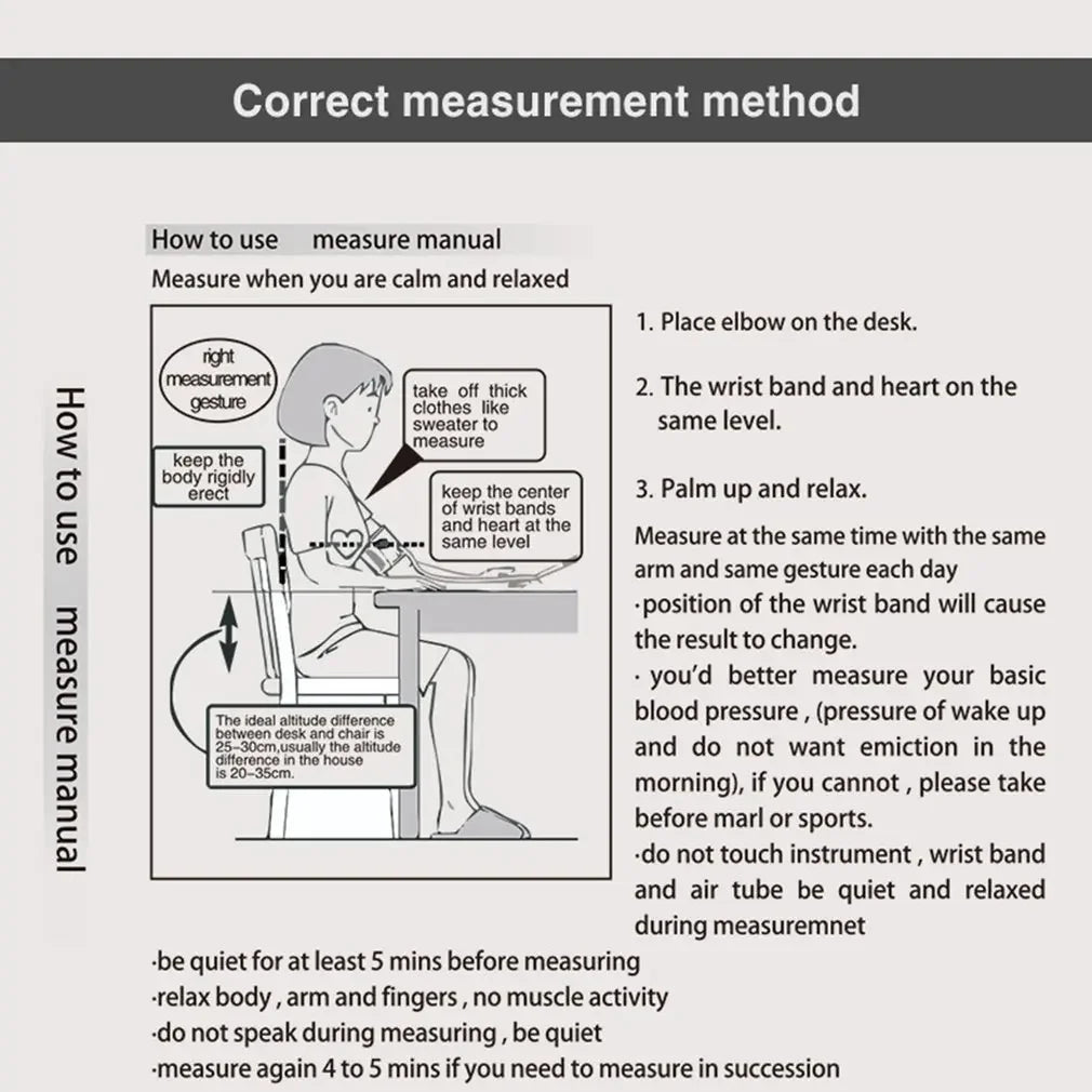 LCD Portable Health Care Pulse Meter BP Monitor Automatic Digital Arm Blood Pressure Monitor Tonometer Meter Sphygmomanometer