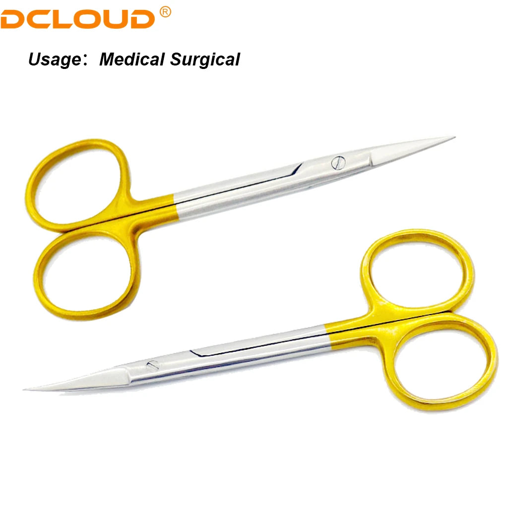1Pc Dental Surgical Scissors Stainless Steel 11.5cm Needle Holder Plier Straight/Curved Tip Head Scissors Forceps Medical Tools