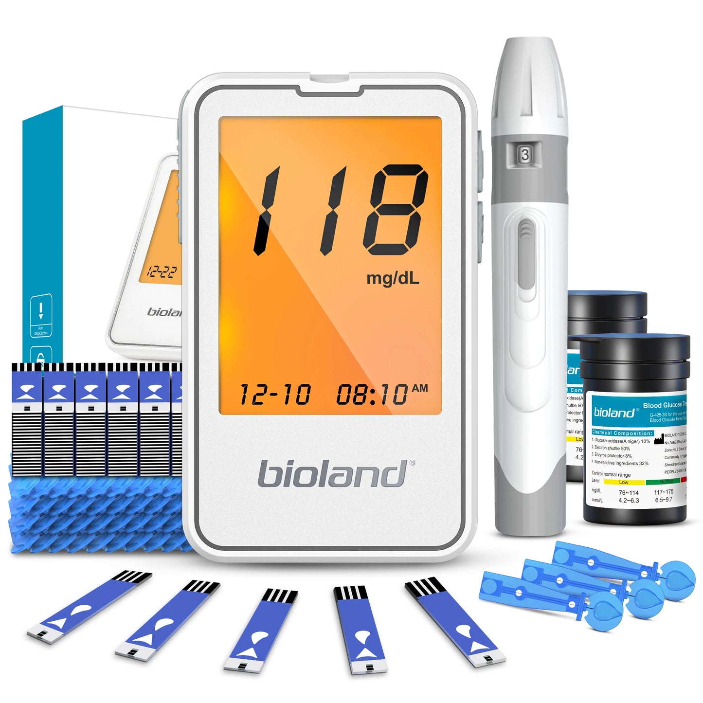 bioland Blood Glucose Meter G-425-2 test strips replacement Glucometer Diabetes Medical Lancets digital glucometer complete suit