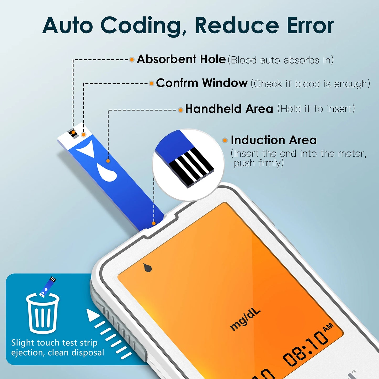 bioland G-425-3 Blood Glucose Meter with Test Strips Diabetes Glucometer Blood Sugar Monitor for Diabetic Medical Diabetes Test