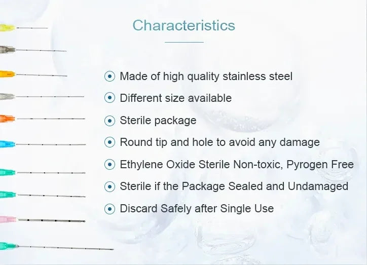 High  Disposable Fine Blunt-tip cannulas for injection 14G 90mm 18G uric acid facial filling nasal micro blunt needles