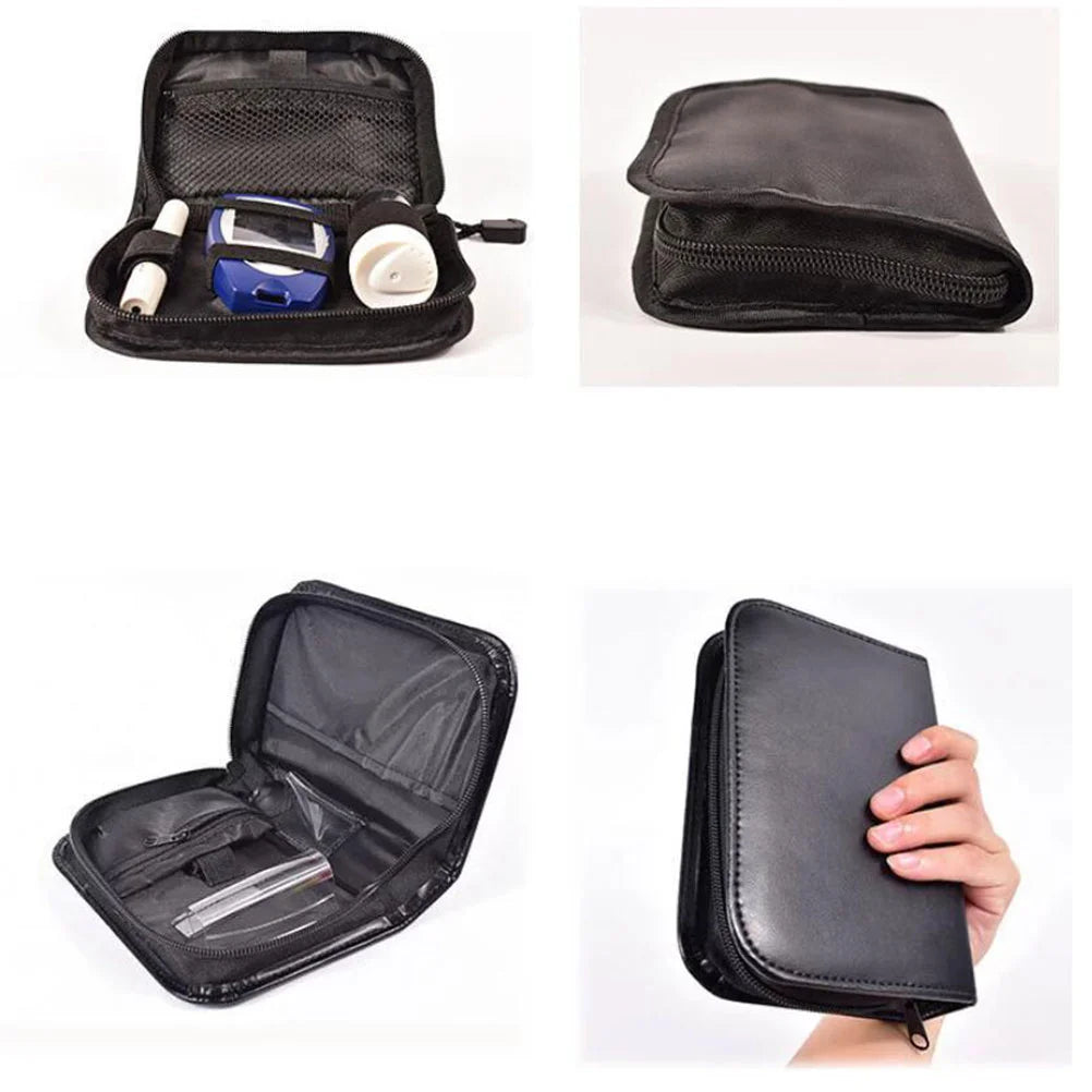 Pu Blood Glucose Meter Storage Bag Protective Case Carry Portable Wallet