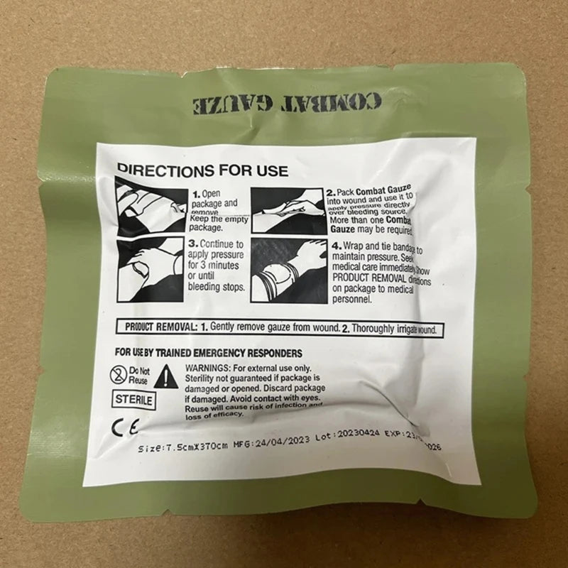 Quick Clotting Combat Gauze Flexible Hemostatic Gauze Stop Bleeding Gauze Wound Packing Bandages Survival Kits Supplies