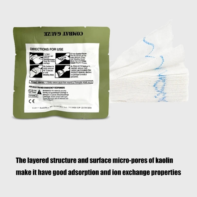 Quick Clotting Combat Gauze Flexible Hemostatic Gauze Stop Bleeding Gauze Wound Packing Bandages Survival Kits Supplies