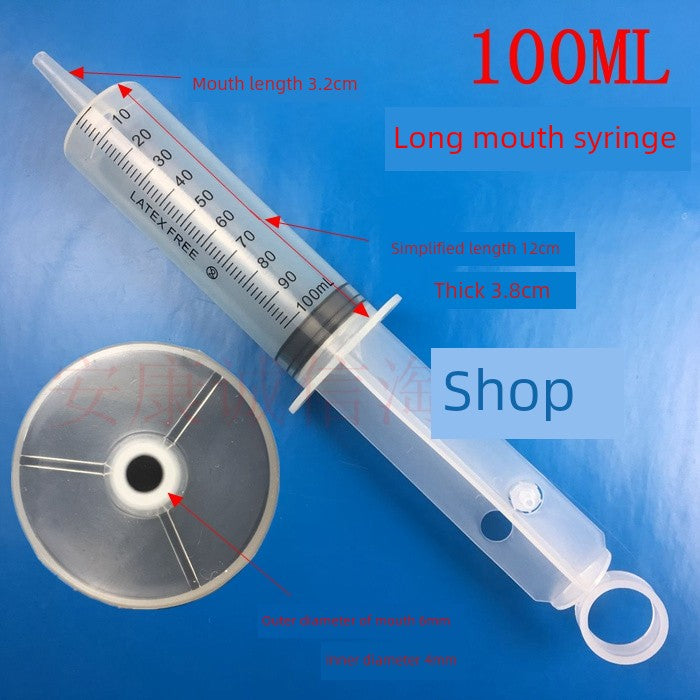 100ml Syringe (Long Mouth Syringe Can Be Equipped with Silica Gel Tube Large Capacity Sausage Filler Plus Size Nasal Feeding Feeder)