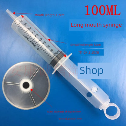 100ml Syringe (Long Mouth Syringe Can Be Equipped with Silica Gel Tube Large Capacity Sausage Filler Plus Size Nasal Feeding Feeder)
