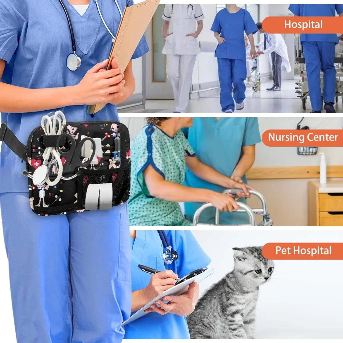 Practical Nursing Pocket Belt Organizer Pouch For Scissors Pen Care Tool Bum Bag Cartoon Medical Style Fanny Pack Female Gift